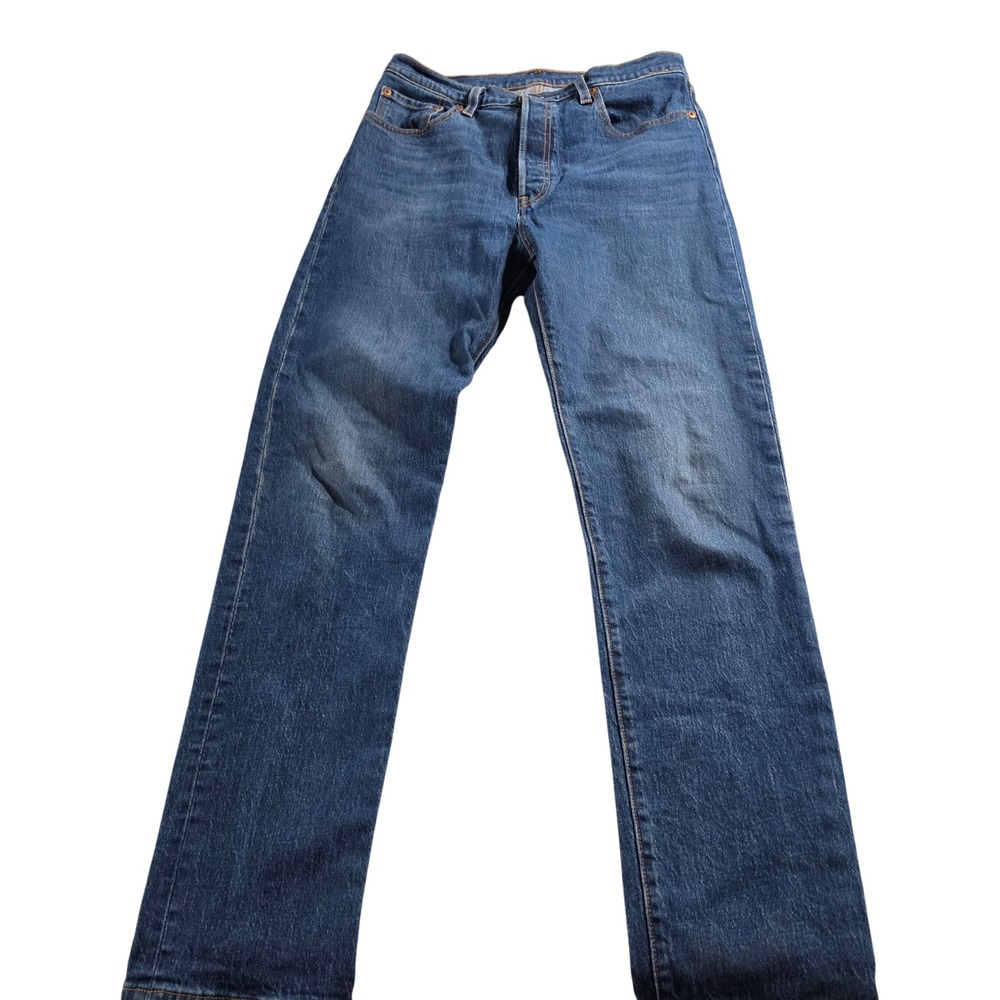 Levis 501 Original Fit Straight Leg Button Fly Blue Denim Jeans Mens 29x32